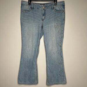 Allen B. By Allen Schwartz Beaded Flare Jeans Size 12 Stretch 90s Y2K